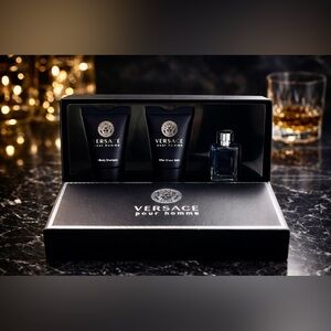 Versace Pour Homme 3-Piece Grooming Gift Set | Cologne, Body Wash & After Shave